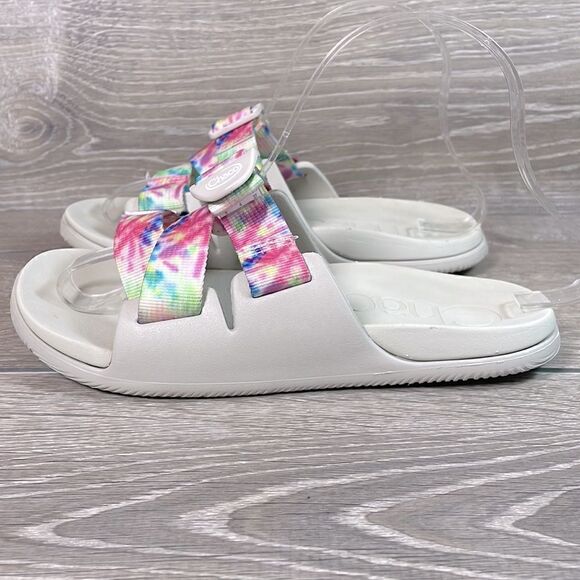 Chaco Chillos Gray Taupe Pastel Tie Dye Women’s Size 6 Slide Slip On Sandals - Picture 3 of 12